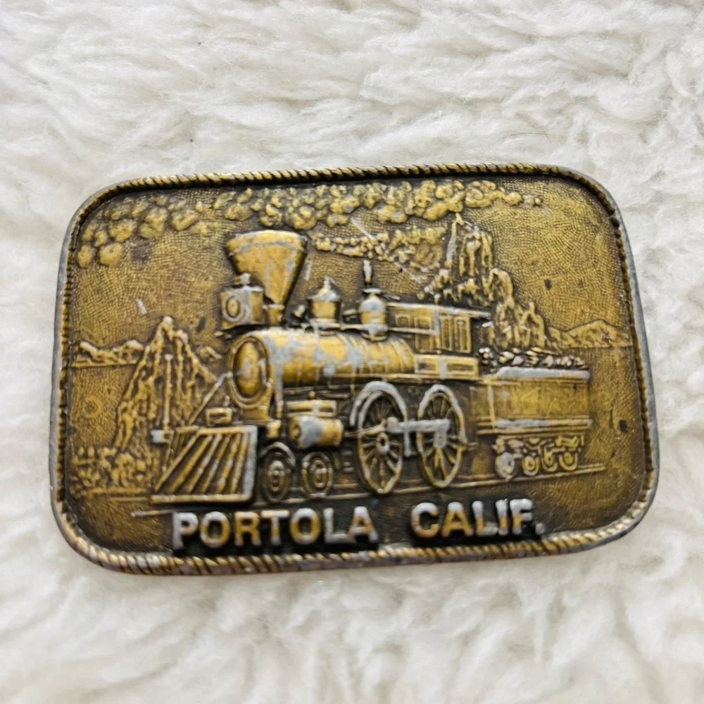 Portola California Vintage Train Belt Buckle